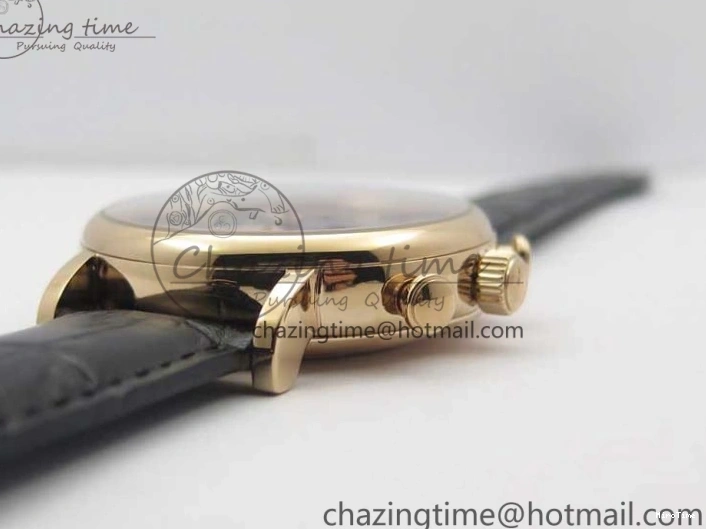 MIROTIME 0106 Portofino Chrono RG ZF 1:1 Best Edition Blue Dial Gold Markers on Black Leather Strap A FlexibleFit 7112